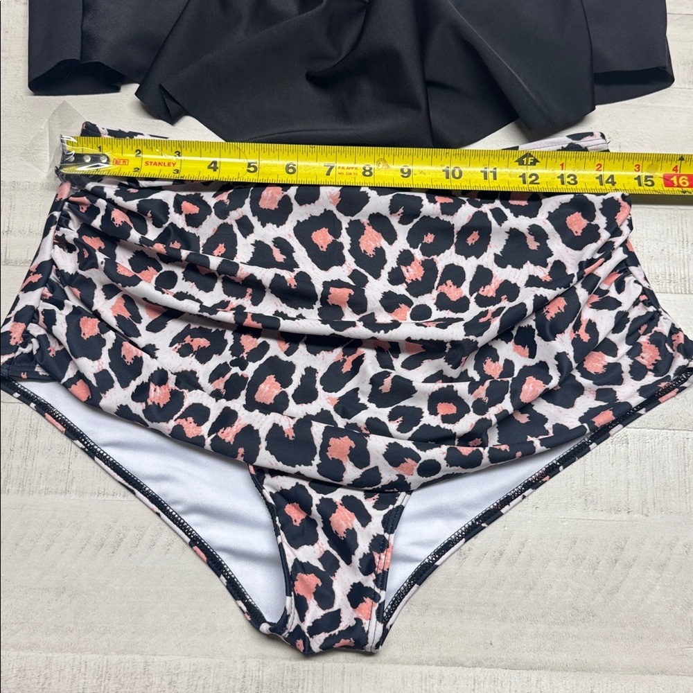 Two Piece Bathing Suit Ruffled Flounce Top with high waisted bikini bottoms - Picture 6 of 11